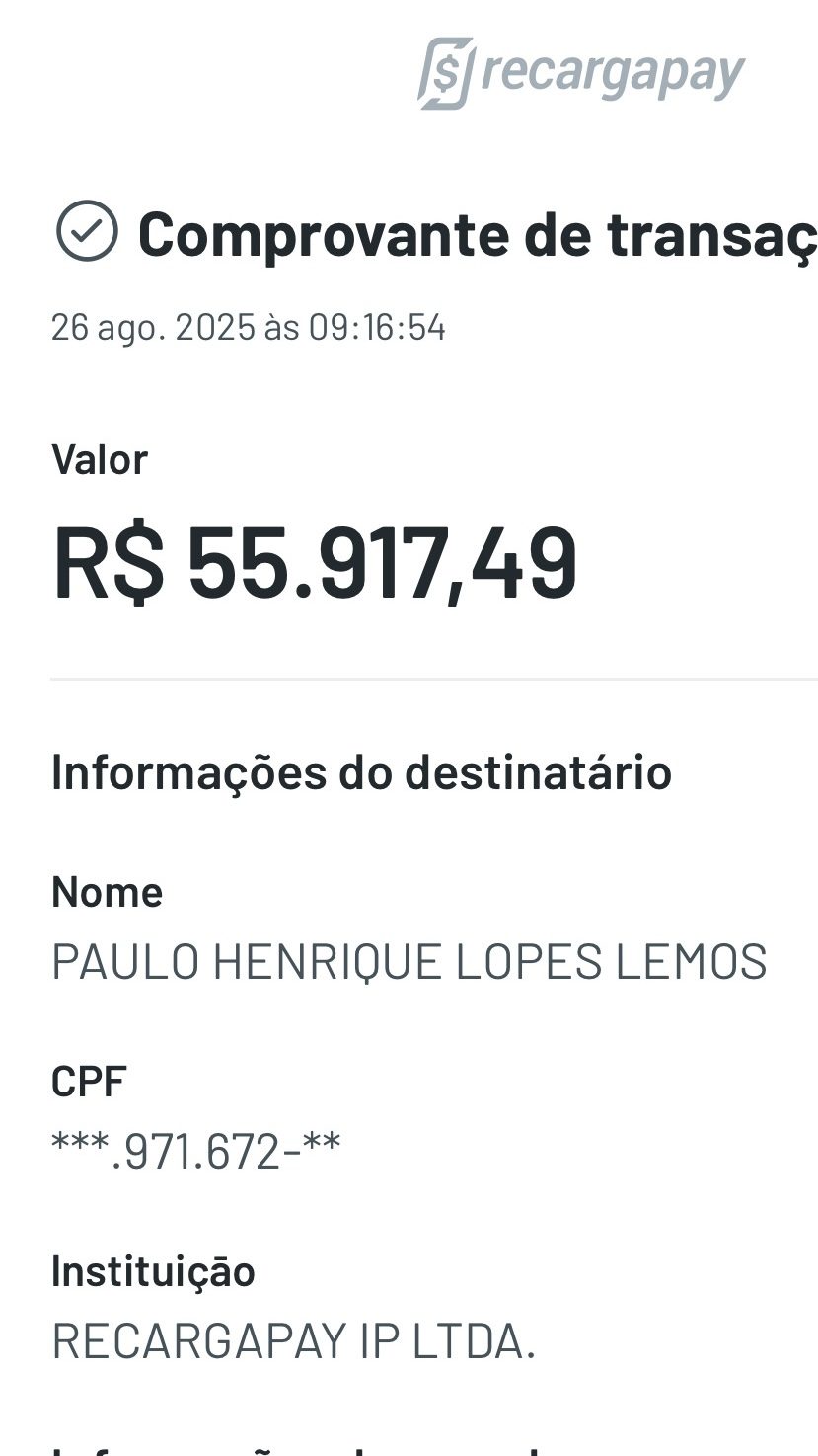 Comprovante de pagamento